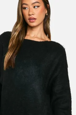 Jumper Dresses|Jumper Dresses*boohoo Tall Brushed Low Back Oversized Jumper Dress black