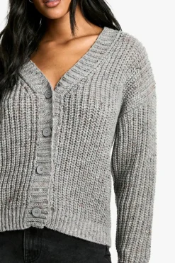 Cardigans|Jumpers & Cardigans*boohoo Tall Chunky Knit Cardigan grey