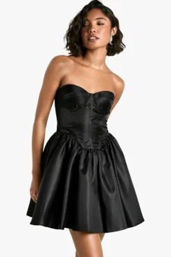 Skater Dresses|Mini Dresses*boohoo Tall Corset Lace Up Mini black
