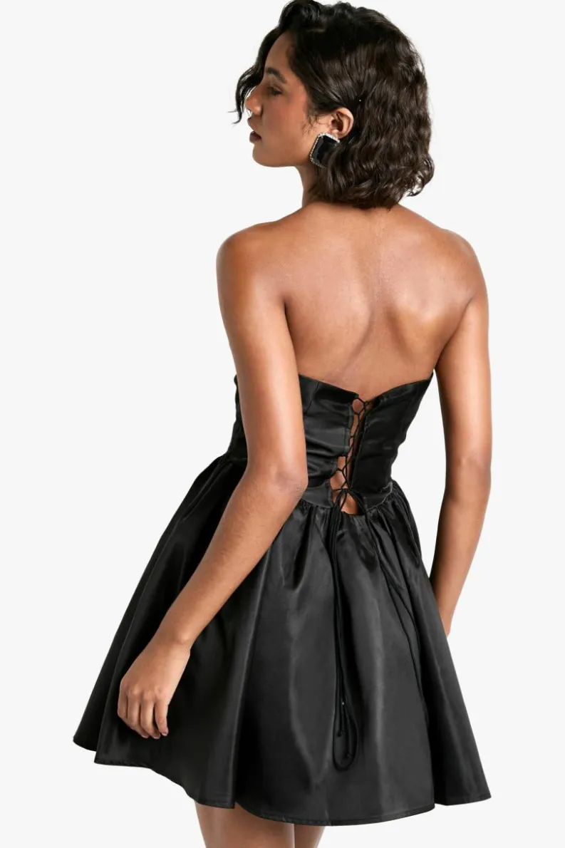 Skater Dresses|Mini Dresses*boohoo Tall Corset Lace Up Mini black
