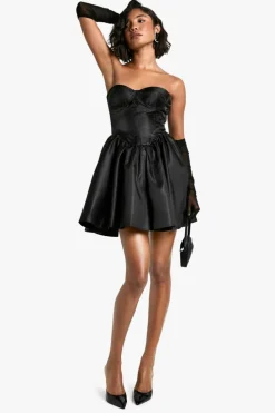Skater Dresses|Mini Dresses*boohoo Tall Corset Lace Up Mini black