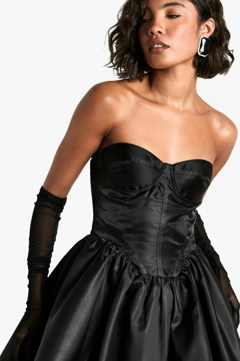 Skater Dresses|Mini Dresses*boohoo Tall Corset Lace Up Mini black