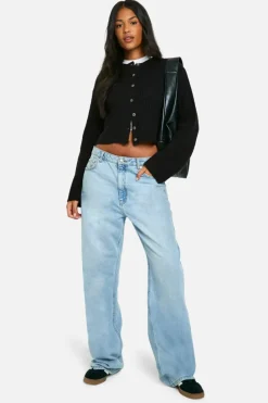 Cardigans*boohoo Tall Crew Neck Soft Knit Micro Cardigan black