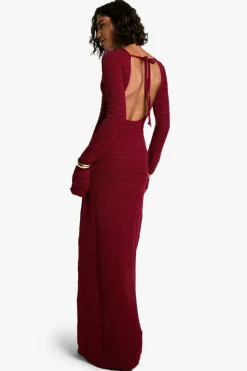 Jumper Dresses|Jumper Dresses*boohoo Tall Crochet Tie Back Knitted Maxi Dress red