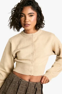 Cardigans*boohoo Tall Cropped High Neck Cardigan sand