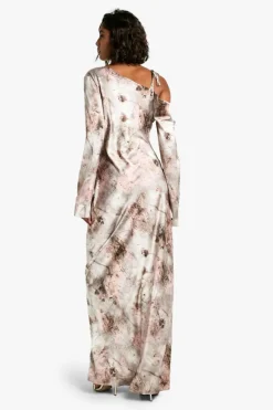 Maxi Dresses*boohoo Tall Drape Shoulder Abstract Maxi Dress silver