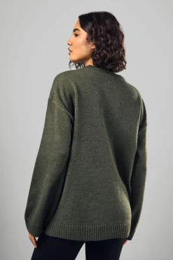 Jumpers|Dsgn Studio*boohoo Tall DSGN Knitted Marl Reverse Stitch Jumper khaki