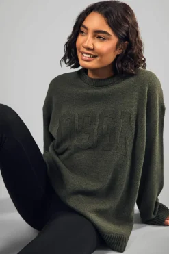 Jumpers|Dsgn Studio*boohoo Tall DSGN Knitted Marl Reverse Stitch Jumper khaki