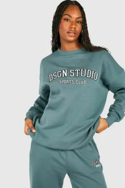 Sweatshirts|Hoodies & Sweatshirts*boohoo Tall Dsgn Studio Applique Sweatshirt teal