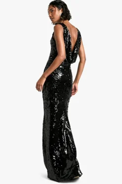 Maxi Dresses*boohoo Tall Extreme Cowl Back Sequin Maxi Dress black