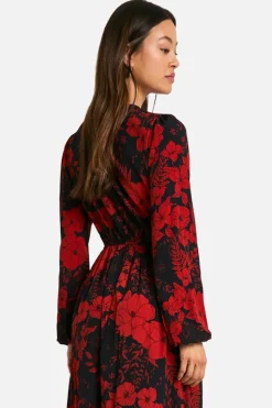 Maxi Dresses*boohoo Tall Floral Print Button Through Plunge Maxi navy