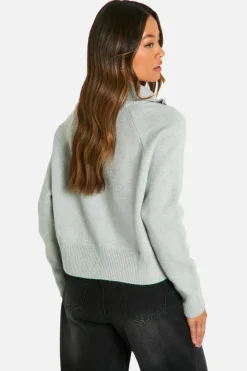 Cardigans|Jumpers & Cardigans*boohoo Tall Funnel Neck Zip Through Cardigan grey