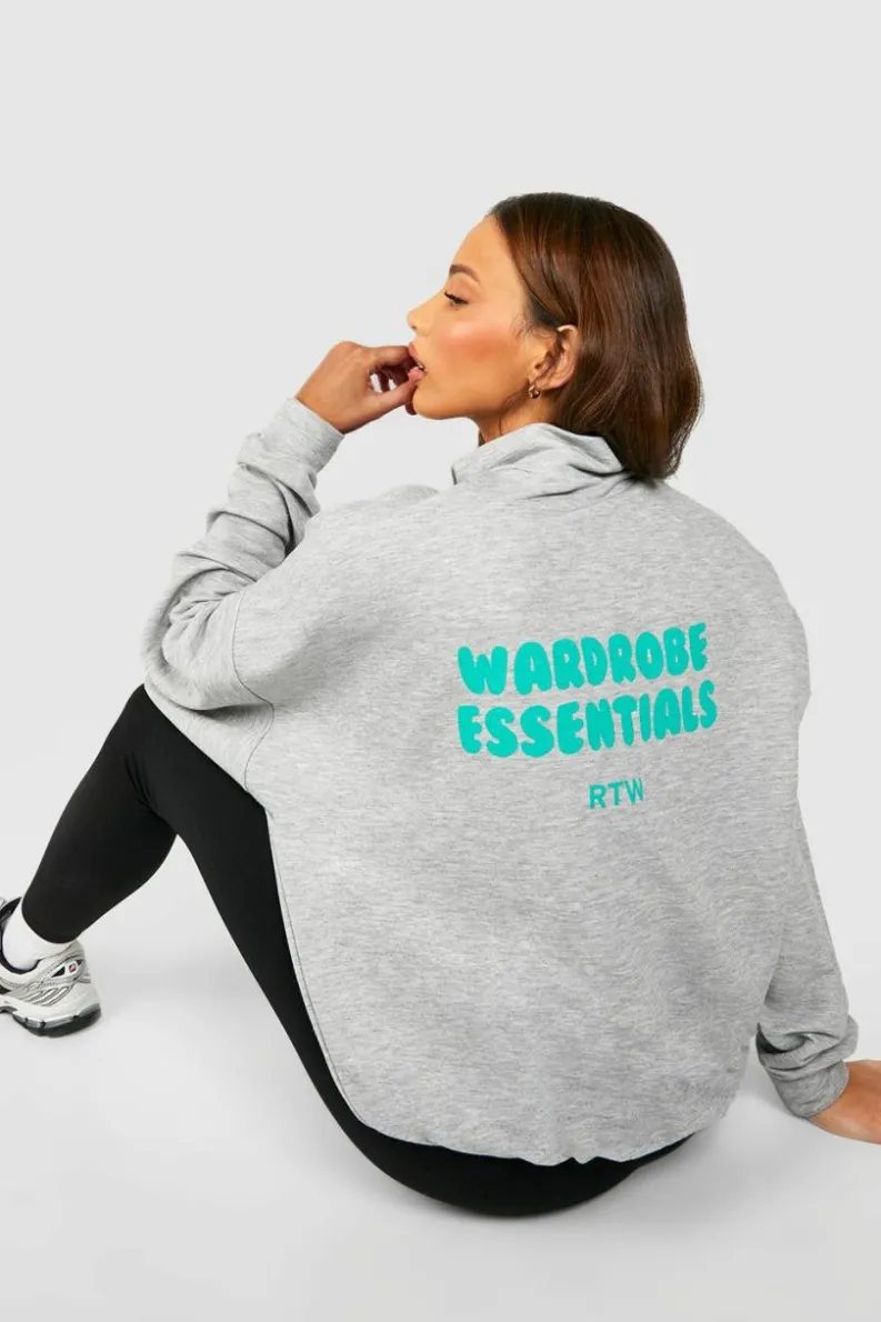 Sweatshirts|Hoodies & Sweatshirts*boohoo Tall Half Zip Wardrobe Essentials Oversized Sweat grey marl
