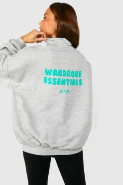 Sweatshirts|Hoodies & Sweatshirts*boohoo Tall Half Zip Wardrobe Essentials Oversized Sweat grey marl