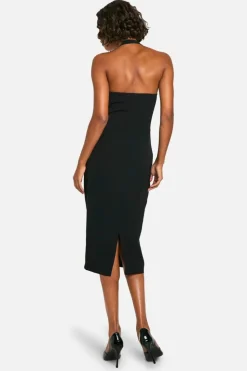 Bodycon Dresses|Midi Dresses*boohoo Tall Halter Strap Detail Bodycon Midi Dress black