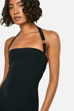 Bodycon Dresses|Midi Dresses*boohoo Tall Halter Strap Detail Bodycon Midi Dress black