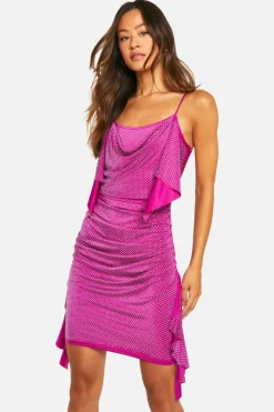 Mini Dresses|Dresses*boohoo Tall Hot Fix Draped Mini Dress magenta