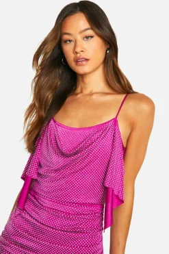 Mini Dresses|Dresses*boohoo Tall Hot Fix Draped Mini Dress magenta