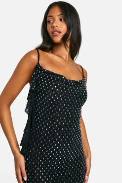 Maxi Dresses|Dresses*boohoo Tall Hotfix Diamante Cowl Neck Frill Maxi Dress black