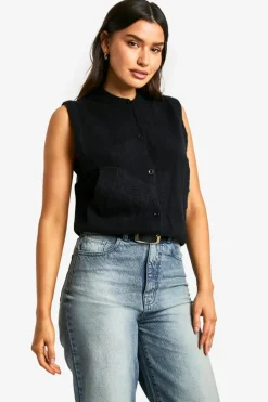 Cardigans*boohoo Tall Knitted Gillet black