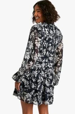 Skater Dresses|Mini Dresses*boohoo Tall Mono Floral High Neck Skater Dress blackwhite