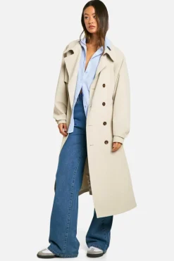 Up To 80% Off Winter Warmers|Trench Coats*boohoo Tall Oversized Raglan Sleeve Trench Coat stone