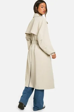 Up To 80% Off Winter Warmers|Trench Coats*boohoo Tall Oversized Raglan Sleeve Trench Coat stone