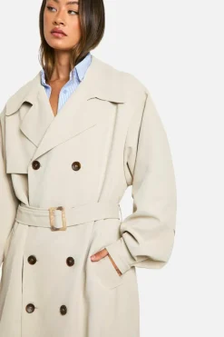 Up To 80% Off Winter Warmers|Trench Coats*boohoo Tall Oversized Raglan Sleeve Trench Coat stone