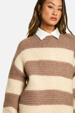 Oversized Jumpers*boohoo Tall Oversized Stripe Knit Jumper stone