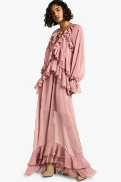 Smock Dresses*boohoo Tall Ruffle Detail Chiffon Maxi Dress blush