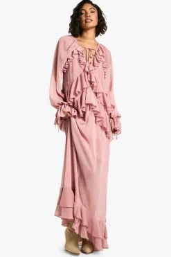 Smock Dresses*boohoo Tall Ruffle Detail Chiffon Maxi Dress blush