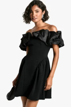 Mini Dresses*boohoo Tall Ruffle Dropped Waist Mini Dress black