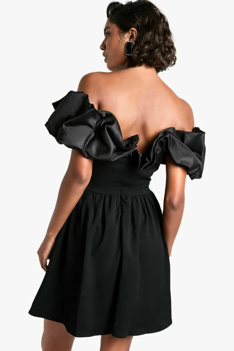 Mini Dresses*boohoo Tall Ruffle Dropped Waist Mini Dress black