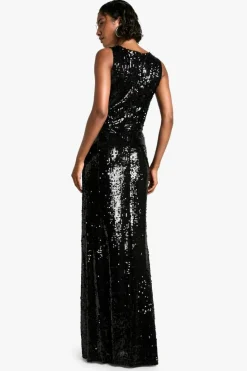 Bodycon Dresses*boohoo Tall Sequin Cut Out Maxi Dress black