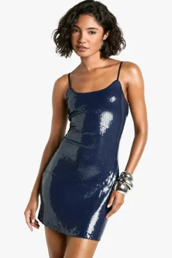 Bodycon Dresses*boohoo Tall Sequin Strappy Mini Dress navy