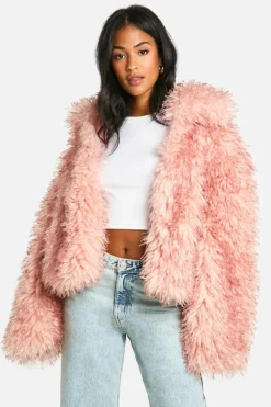 Up To 80% Off Winter Warmers|Faux Fur Coats*boohoo Tall Shaagy Faux Fur Coat pink