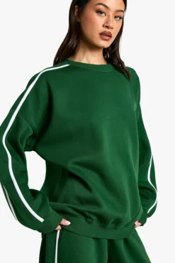 Sweatshirts|Hoodies & Sweatshirts*boohoo Tall Side Stripe Oversized Sweatshirt green