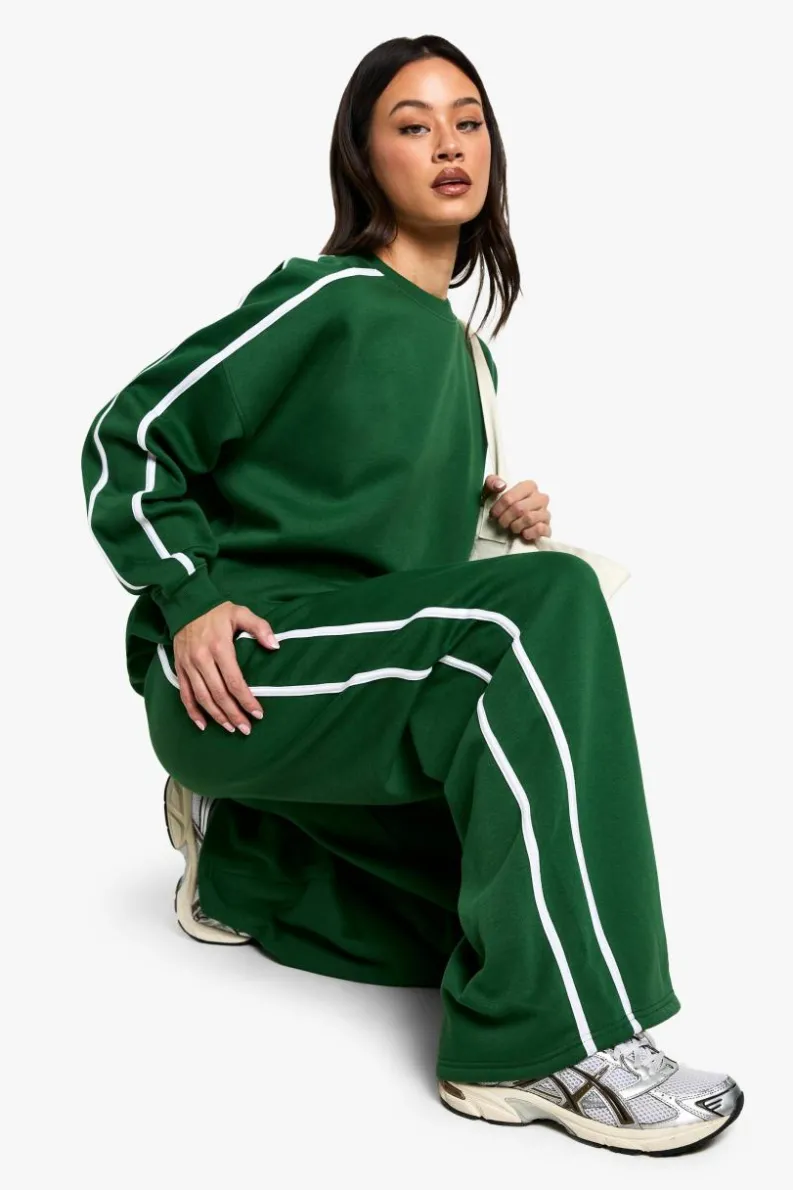 Sweatshirts|Hoodies & Sweatshirts*boohoo Tall Side Stripe Oversized Sweatshirt green