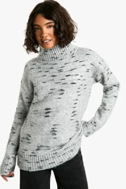 Oversized Jumpers|Jumpers*boohoo Tall Soft Knit Marl Oversized High Neck Jumper grey