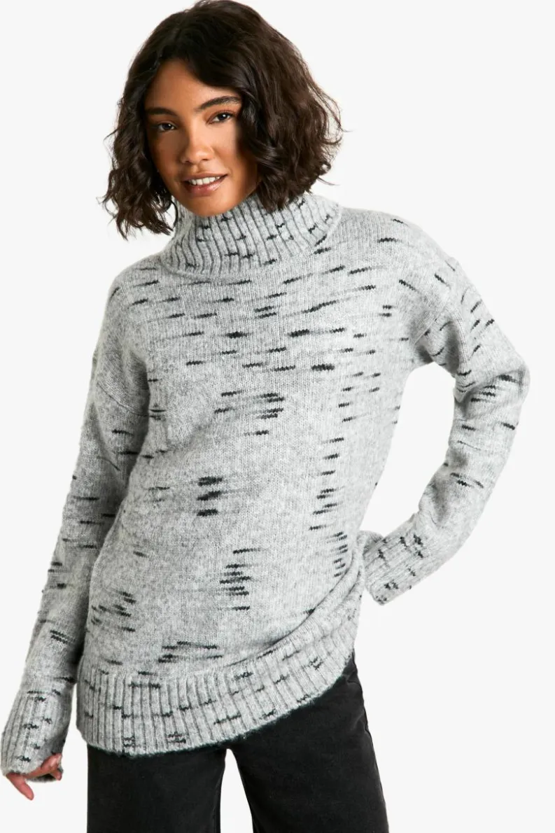 Oversized Jumpers|Jumpers*boohoo Tall Soft Knit Marl Oversized High Neck Jumper grey