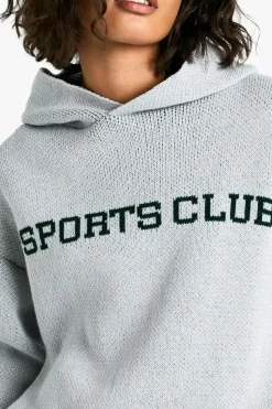 Jumpers|Knitwear*boohoo Tall Sports Club Knitted Hoodie grey