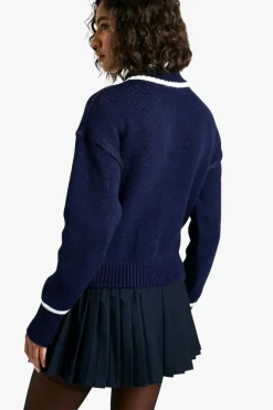 Cardigans|Knitwear*boohoo Tall Stripe Detail Oversized Zip Through Bomber Cardigan navy