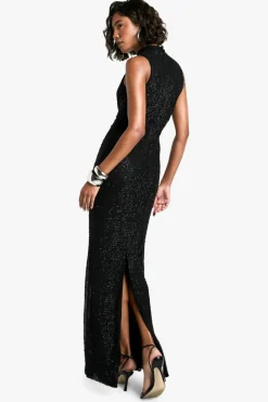 Maxi Dresses|Dresses*boohoo Tall Tassel Sequin Racer Neck Maxi Dress black