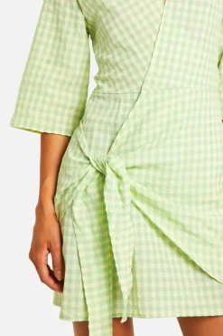 Wrap Dresses|Mini Dresses*boohoo Tall Textured Gingham Wrap Dress green