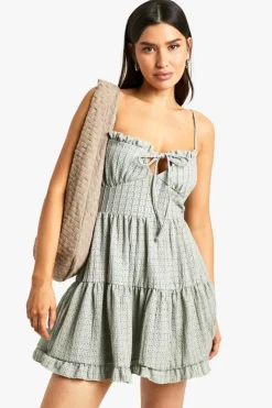Smock Dresses*boohoo Tall Textured Frill Smock Dress lime