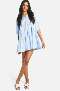 Smock Dresses*boohoo Tall Woven Pinstripe Smock Dress blue