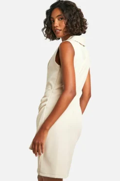 Blazer Dresses*boohoo Tall Woven Sleeveless Draped Blazer Dress stone