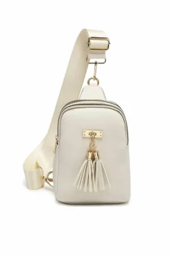 Cross-Body Bags|Handbags*Kitise Tassel Accent Multi-Compartments Single Strap Backback/Crossbody Bag Off White
