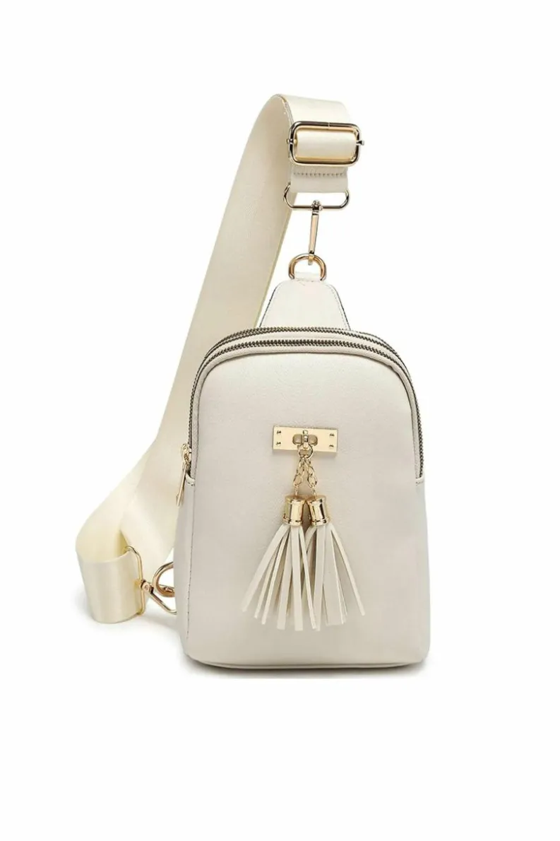 Cross-Body Bags|Handbags*Kitise Tassel Accent Multi-Compartments Single Strap Backback/Crossbody Bag Off White