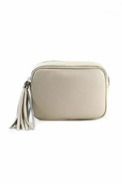 Handbags|Cross-Body Bags*Kitise Tassel Charm Genuine Italian Leather Small Camera Crossbody Bag Beige